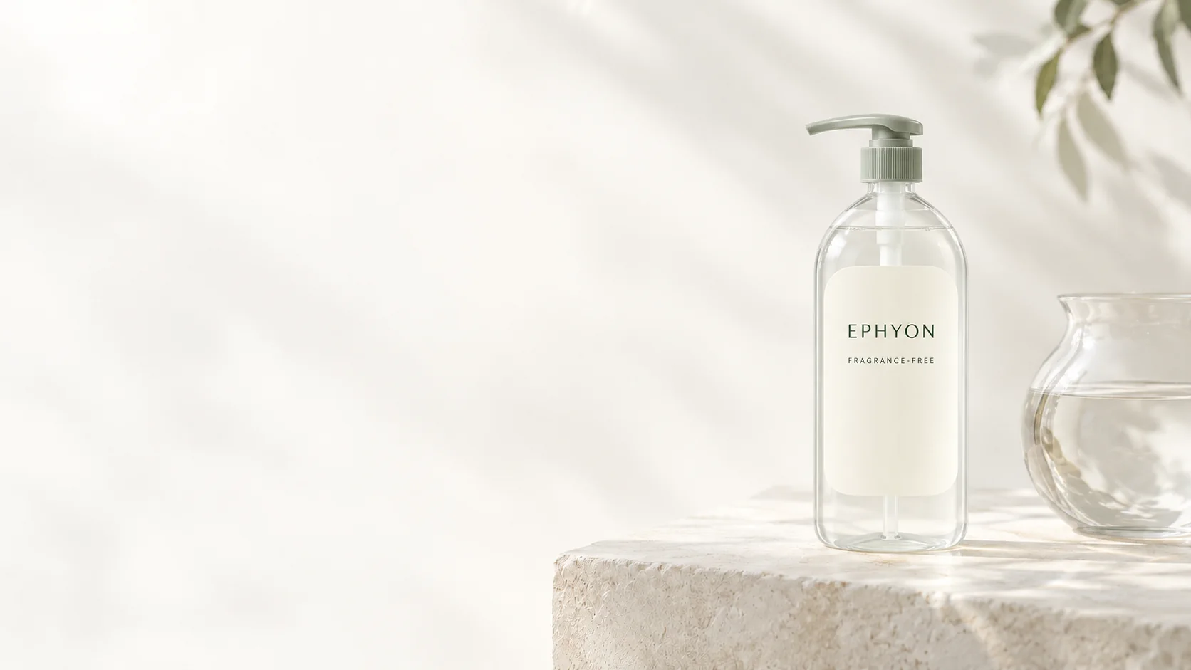 EPHYON pump-bottle packaging concept in soft daylight